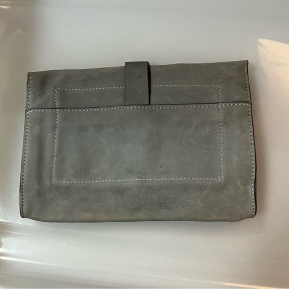 GAP Gray Clutch Suede Leather Wristlet - Picture 2 of 8